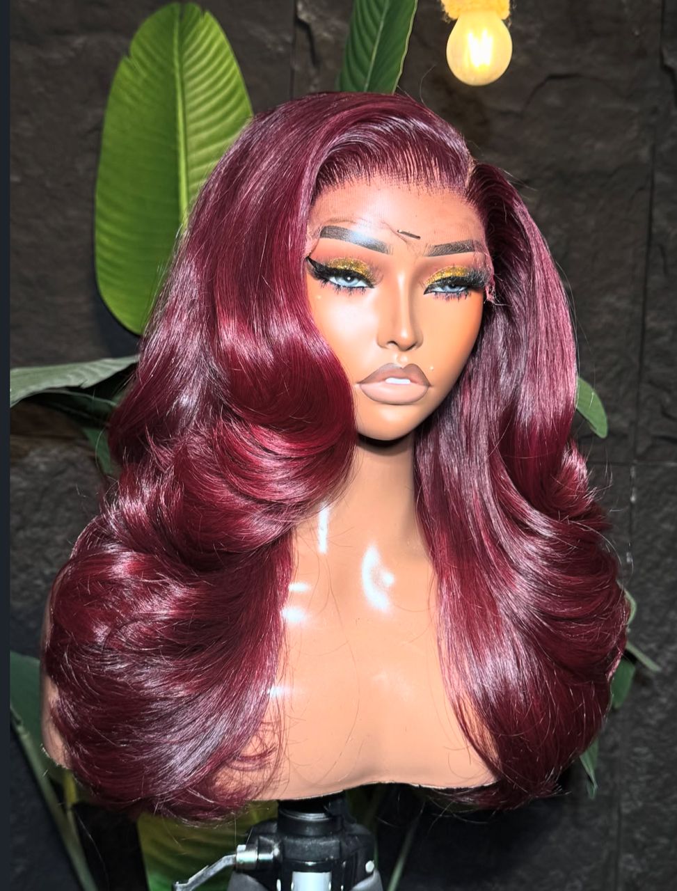 Burgundy bounce 16” with 5 by 5 lace