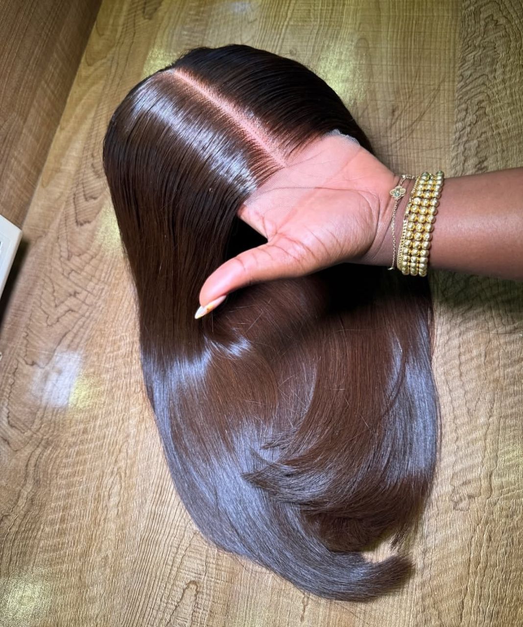 Donor strands coffe brown bonestraight with kimkay closure