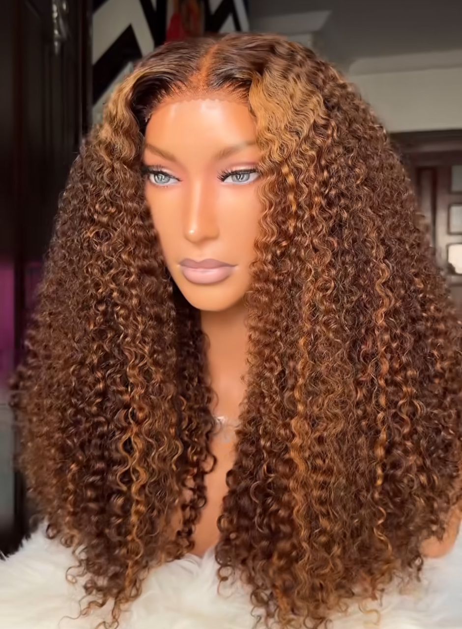 Piano color pixie curls with 5 by 5 closure