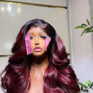 SINGLE DONOR COLLECTION  Burgundy unit 300g   22” inches  Paired with Thin lace   STYLED UNIT